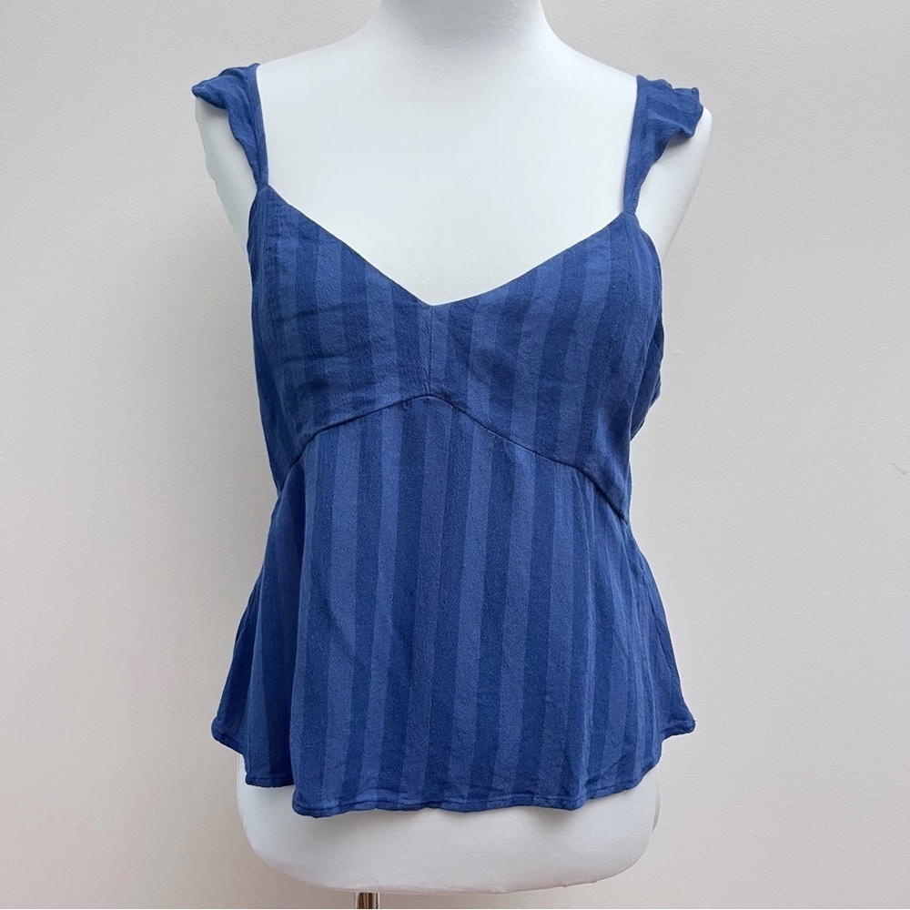saltwater LUXE Blue Striped Linen-Blend Tank Top